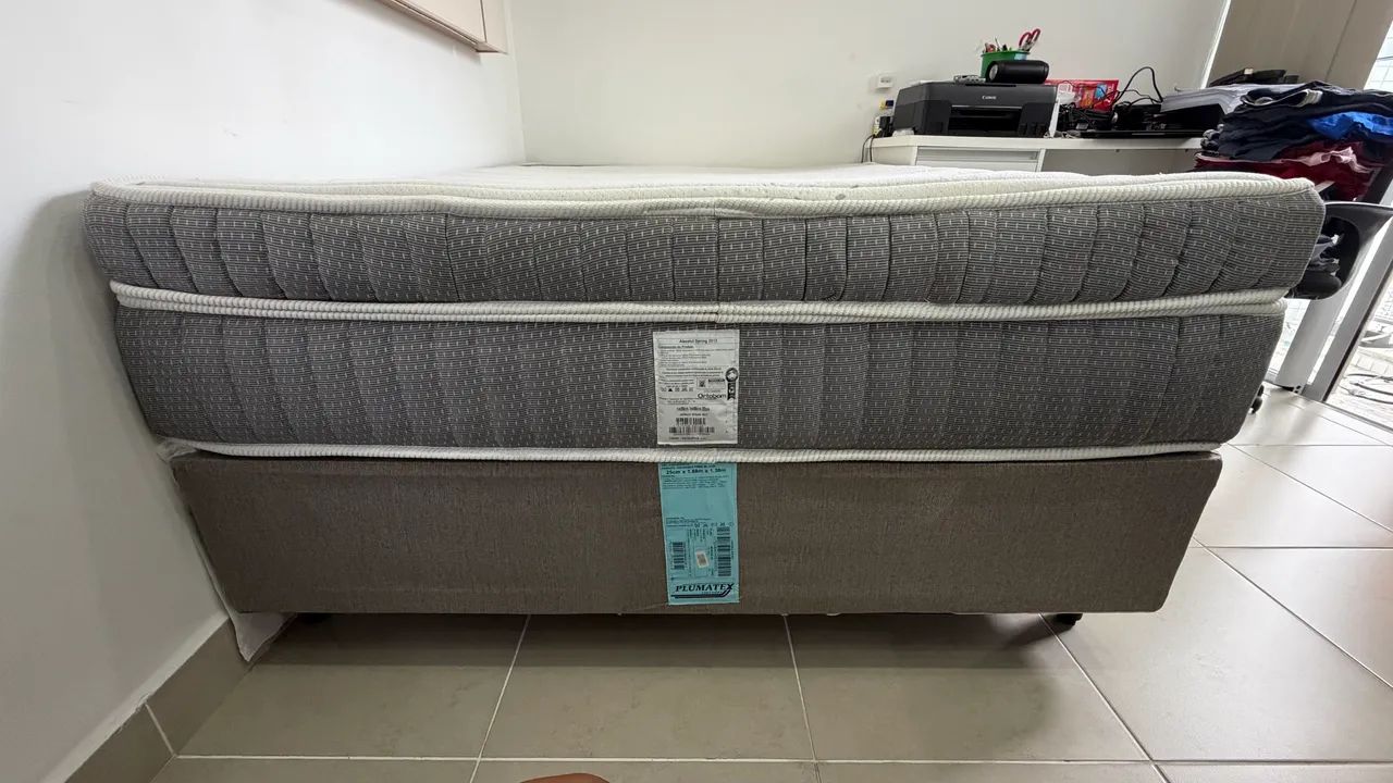 Cama box Colchão Ortobom/Box Plumatex