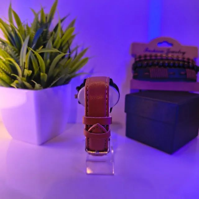 Relógio Masculino Shaarms® Couro Classic Black C/ Caixinha - Foto 5