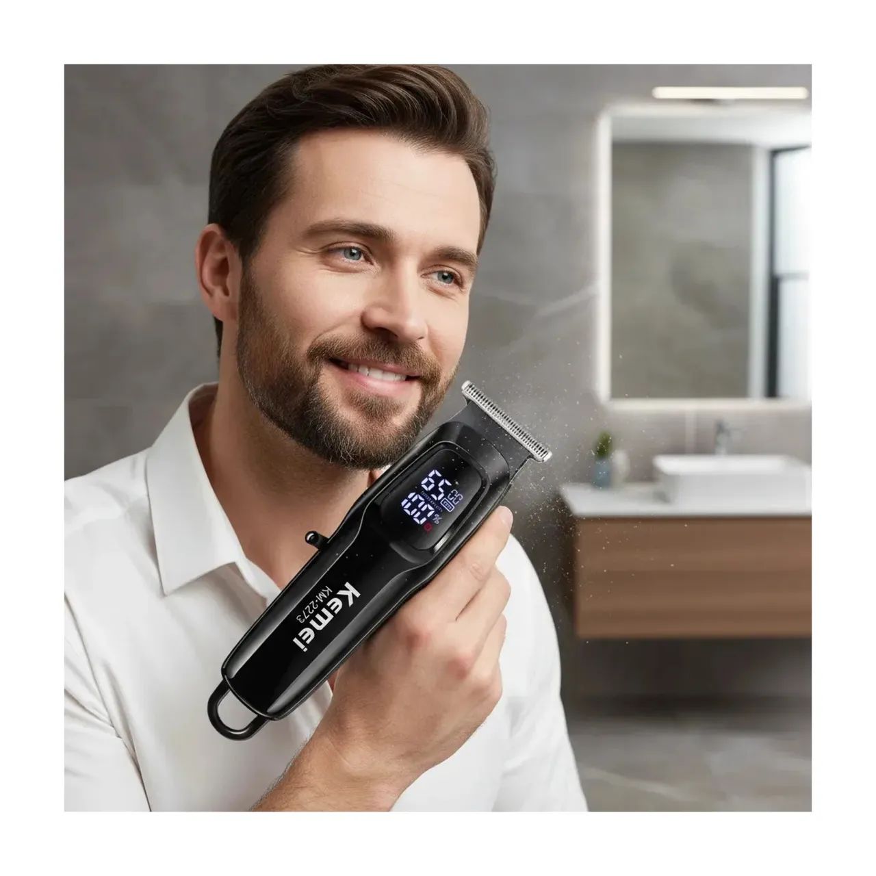 Digital Máquina De Cortar Cabelo E Barba Preto - Foto 5