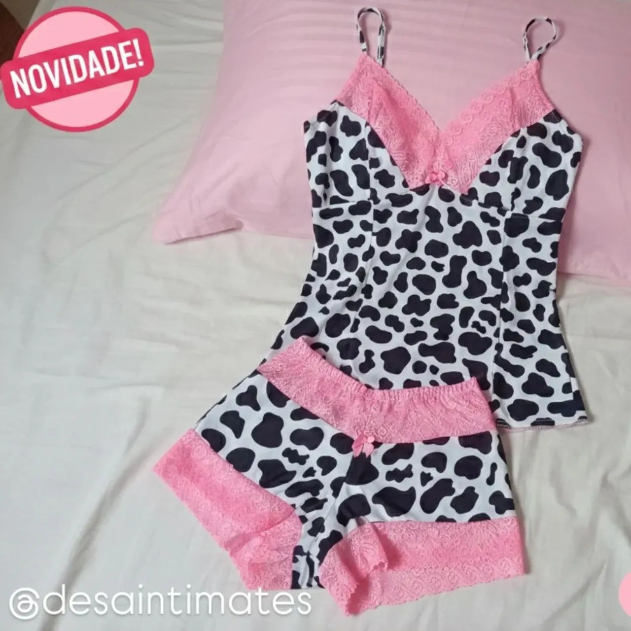 Pijama Feminino Estampado com Renda - Conforto e Estilo para suas Noites