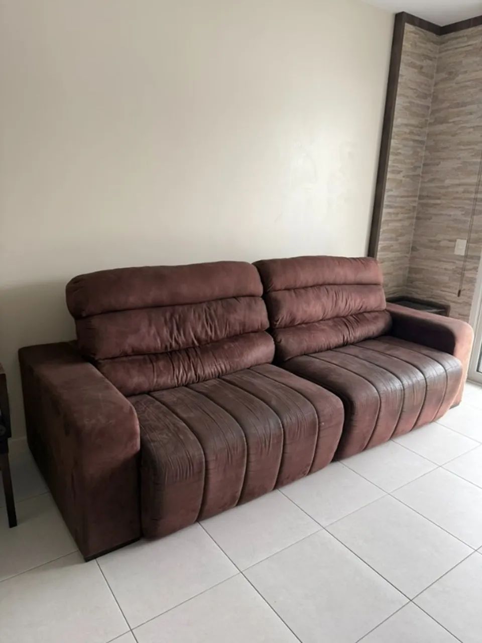 Sofá Retrátil e Reclinável 2,70m Marrom - bom estado
