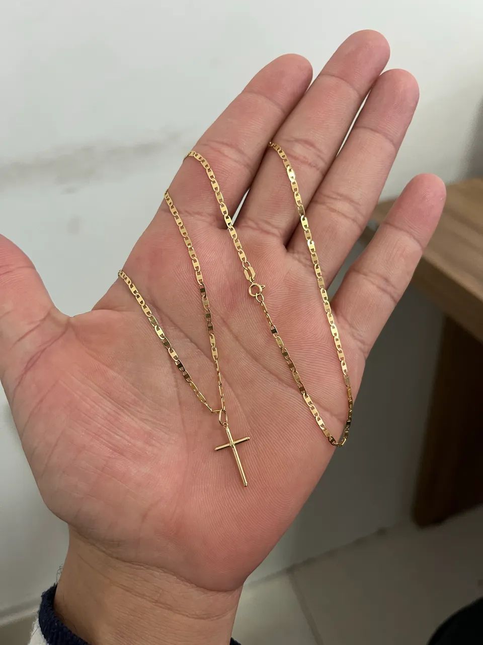 Corrente com pingente de Cruz Ouro 18k 