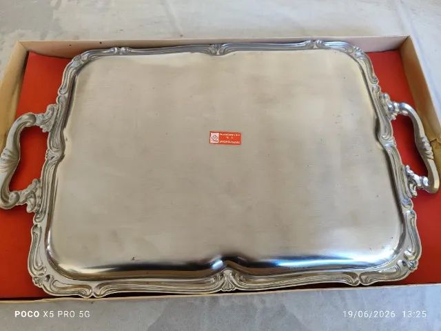 Par de Bandejas Vintage Meridional "Barrôco" Inox 18/8 Anos 70 - Novas na Caixa - Foto 5