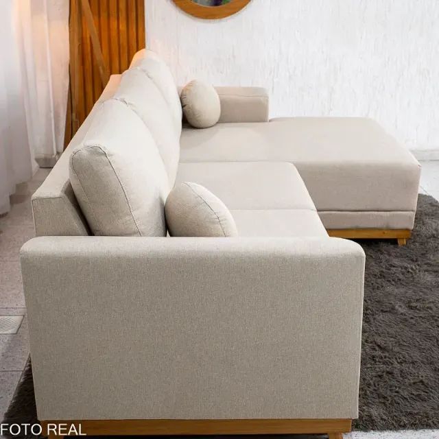 Sofá com Chaise Armênia 2,50 m  Linho  Produto Novo - Pronta Entrega - Foto 5