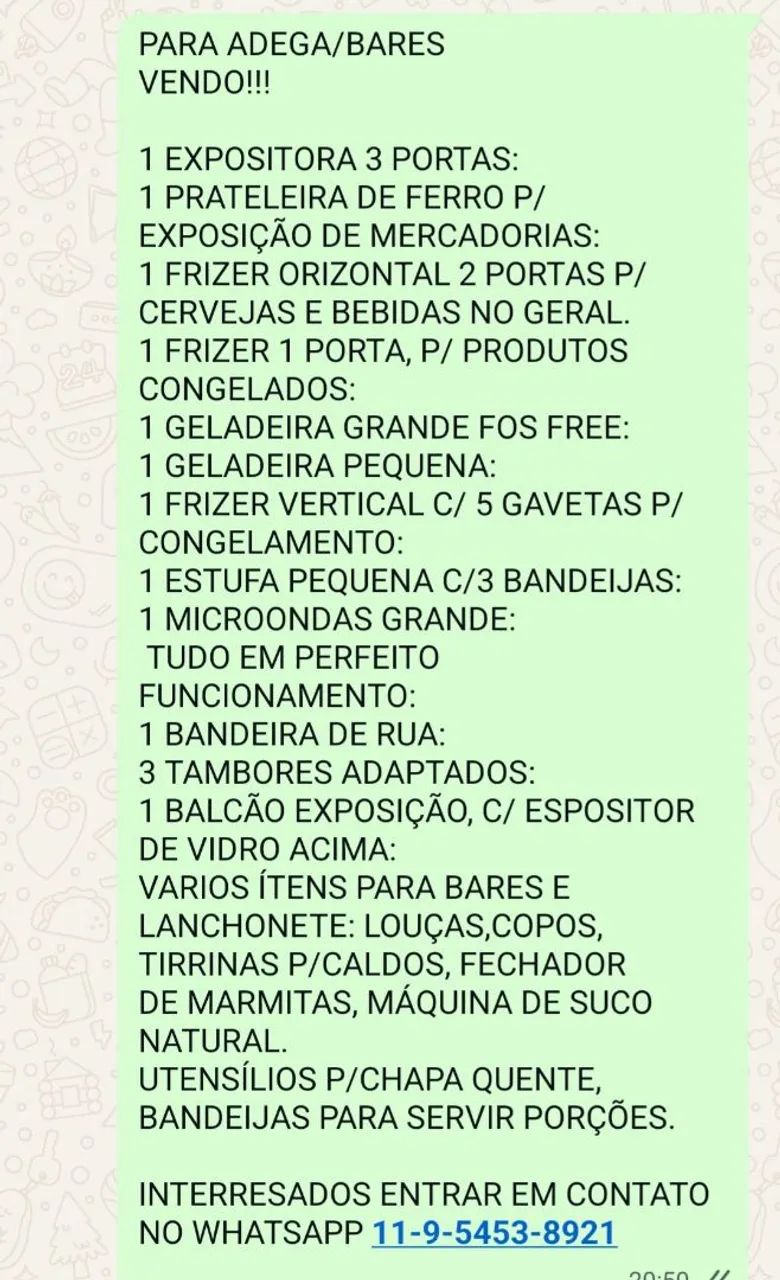 ITENS P/ADEGA/BAR/ OU LANCHONETE: