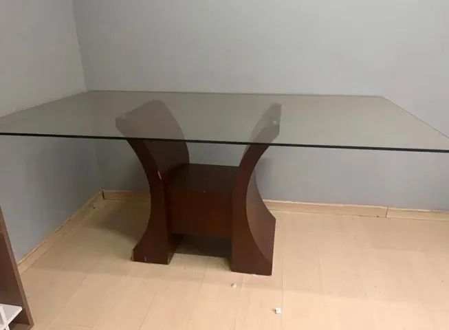 Mesa de Jantar Retangular Tampo de vidro - 6 lugares - Foto 2