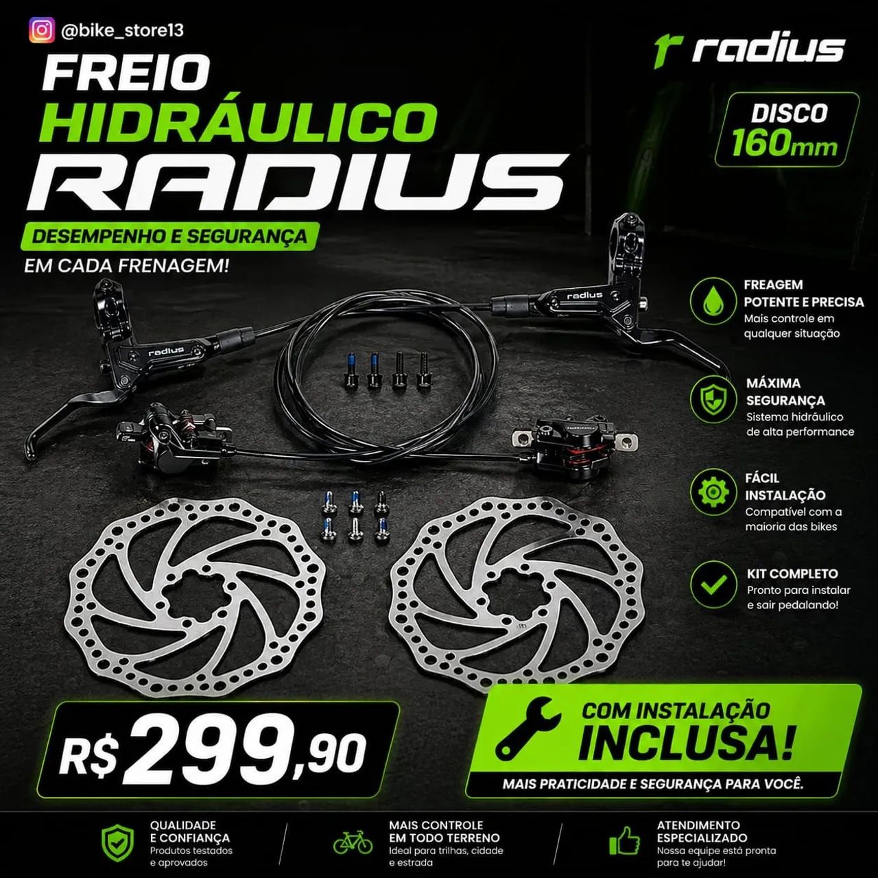 KIT FREIO HIDRÁULICO RADIUS COM DISCO