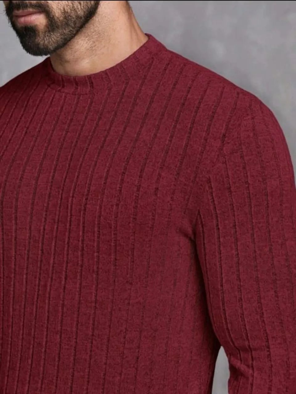 Camiseta com Nervuras Vinho Manfinity - Foto 5