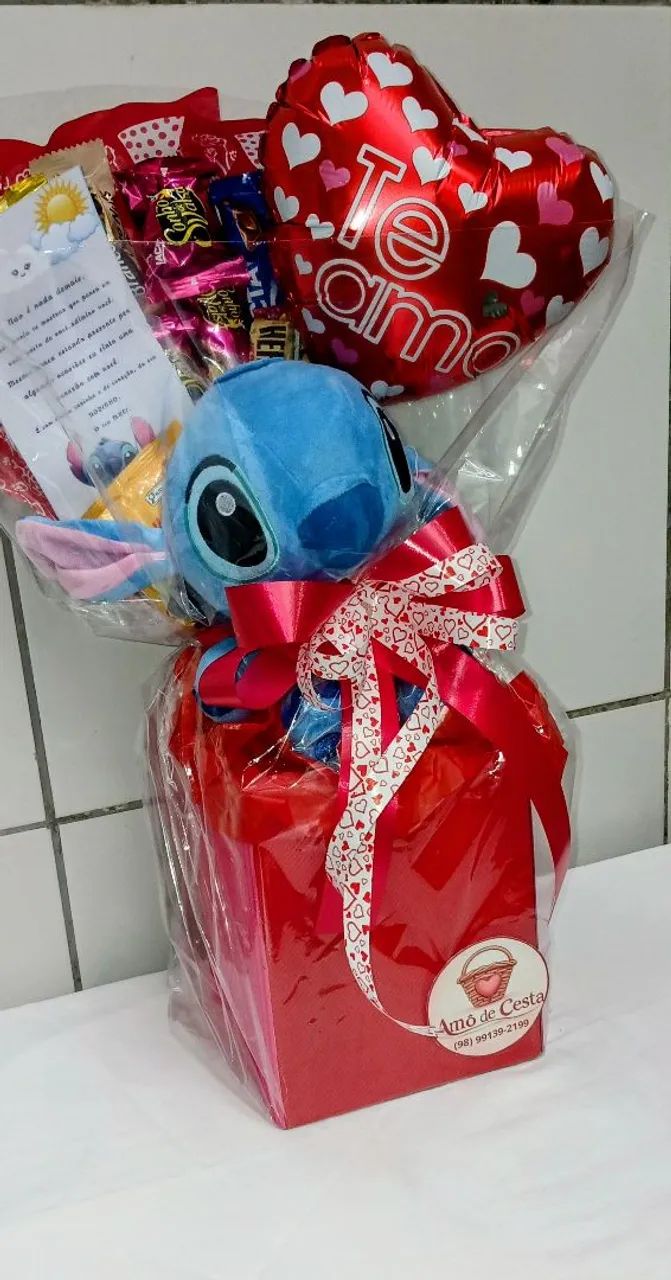 Cesta Café da Manhã Romântica Stitch Com Guloseimas.  - Foto 2