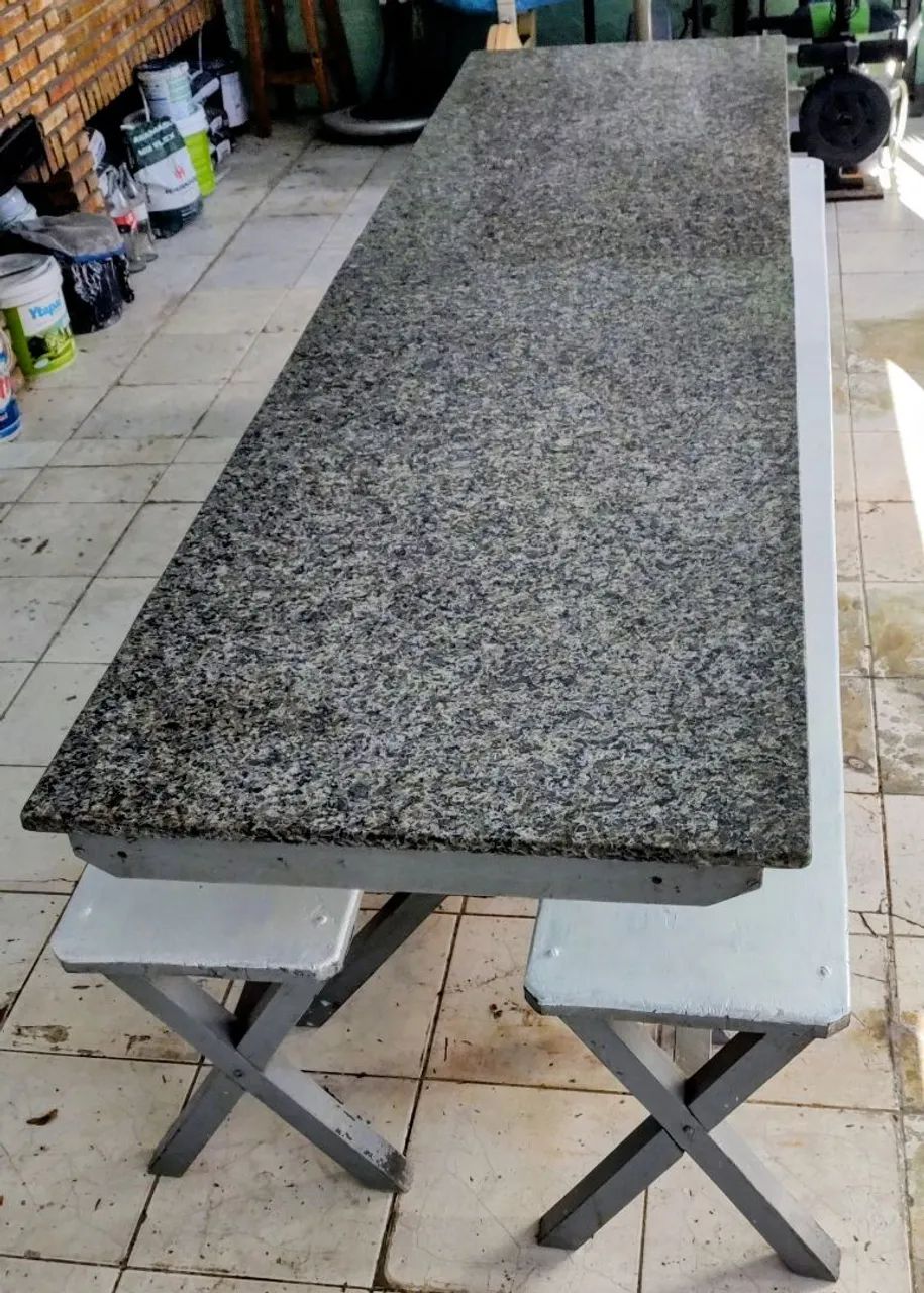 Mesa Rústica em Granito e Madeira de Lei - Foto 5