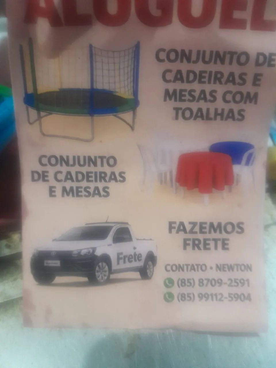 Aluguel de mesas e cadeiras