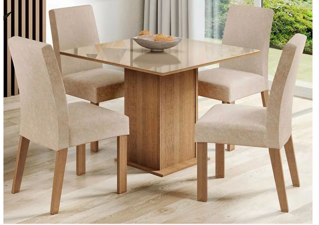 Mesa 4 cadeiras vidro temperado off white - Foto 3
