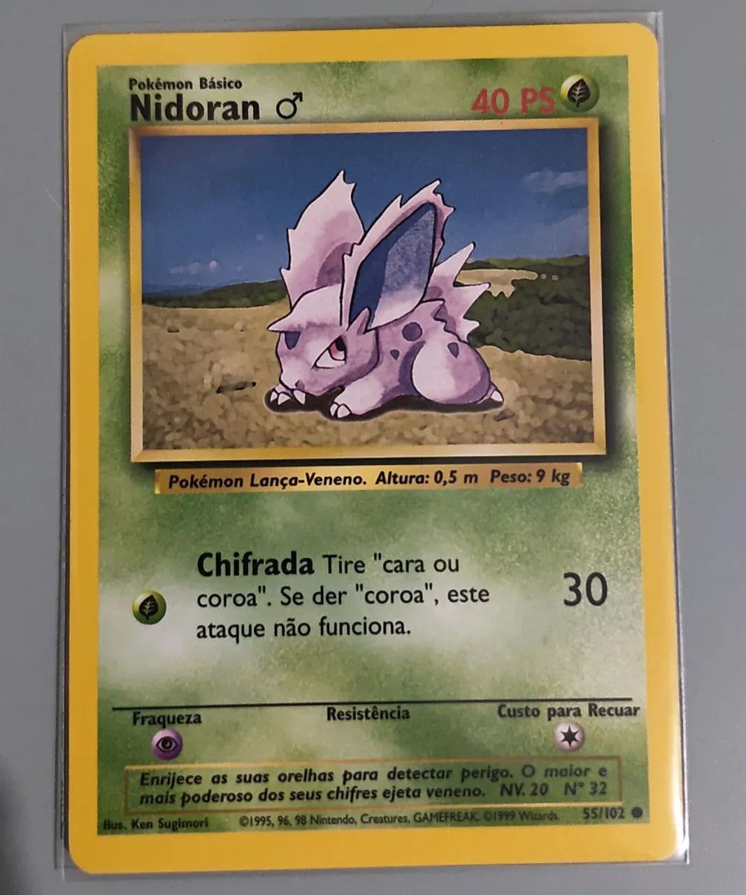 1995 nidoran pokemon card value (55/102) (Male) [Base Set Shadowless Unlimited] Moderately Played Pokmon Hit Points40 HP Form Is this misprint Nidoran worth