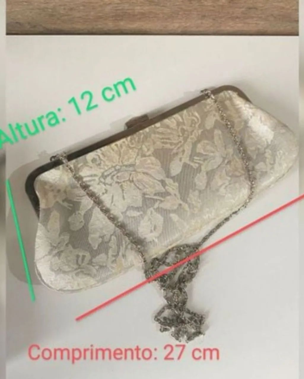 Bolsa Vintage Clutch Baguete Anos 60 Festa Corrente De Ombro Jacquard  - Foto 3