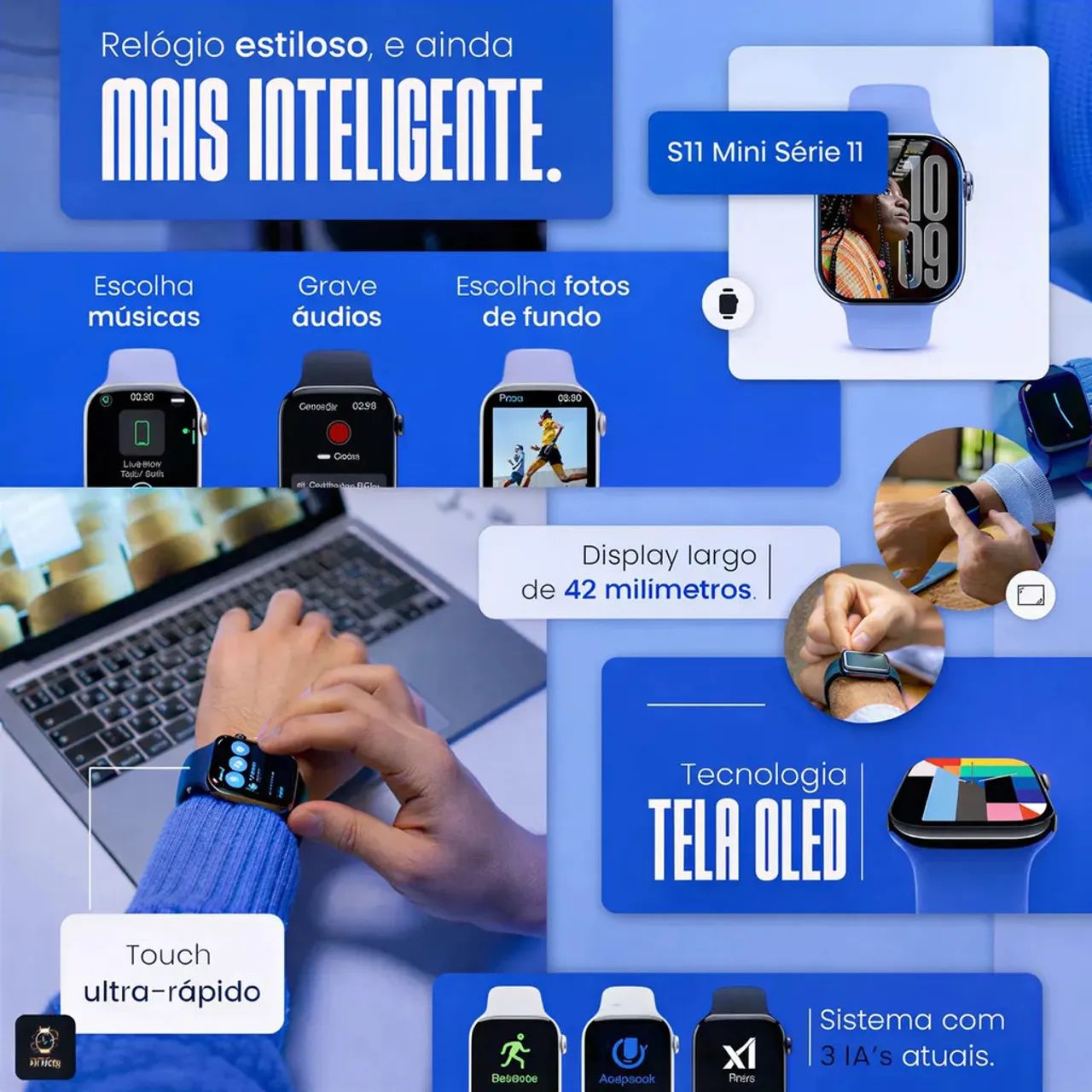 RELÓGIO MICROWEAR SMARTWATCH S11 MINI - Foto 4