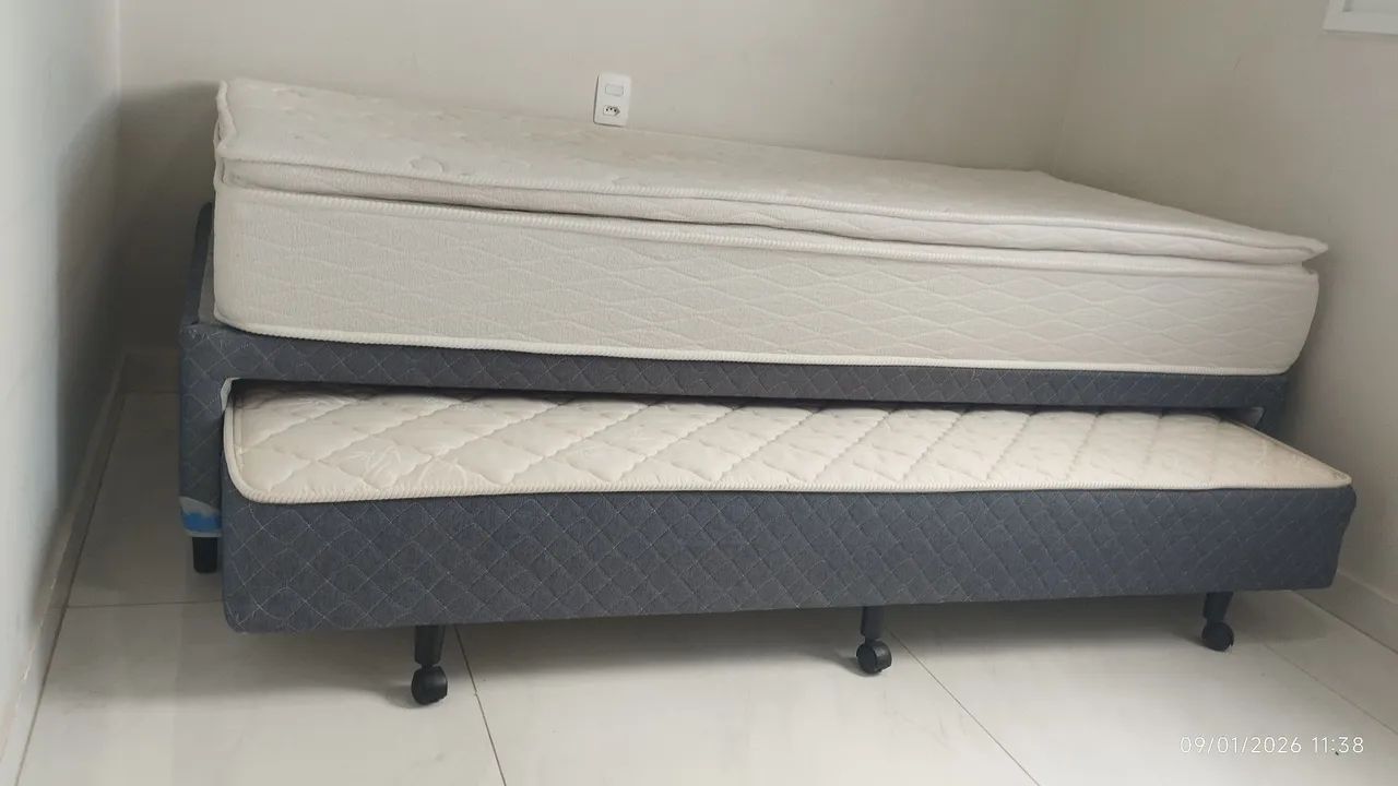 Bicama Itaflex+colchão solteiro umaflex com molas ensacadas e pilowtop  - Foto 2