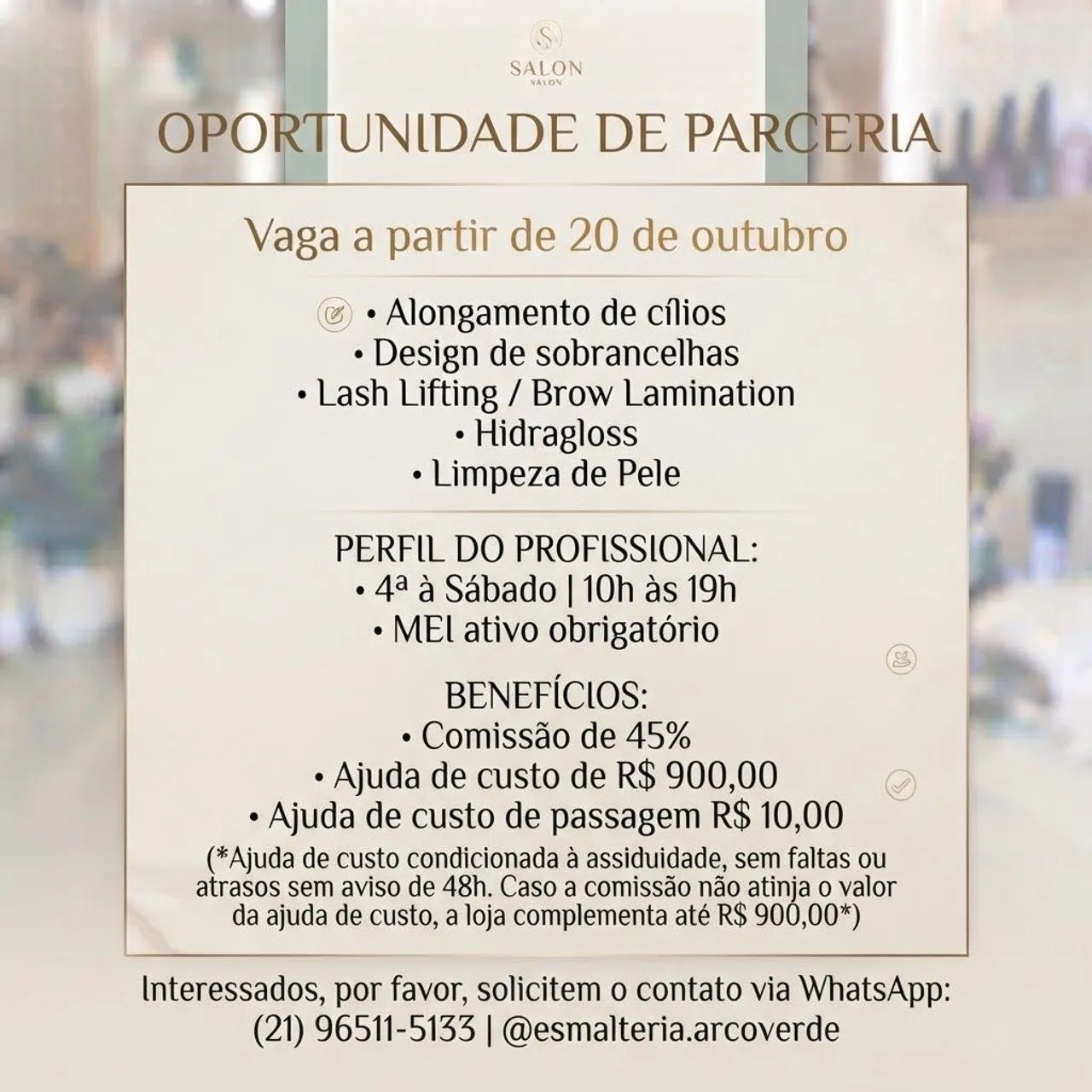 Vaga para Embelezamento de olhar 