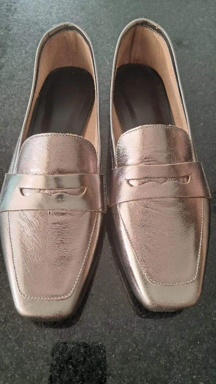Mocassim em couro prata velha - Foto 2
