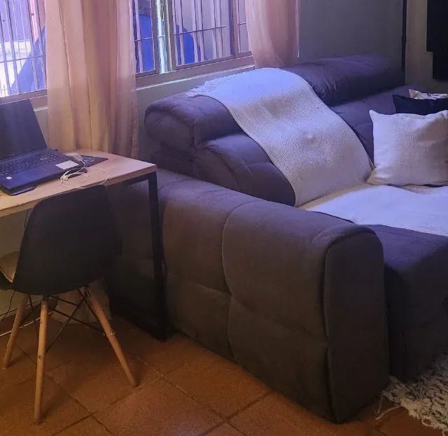 Sofá Retrátil, encosto reclinável, bipartido, veludo suede, cinza (Excelente Densidade e E - Foto 2