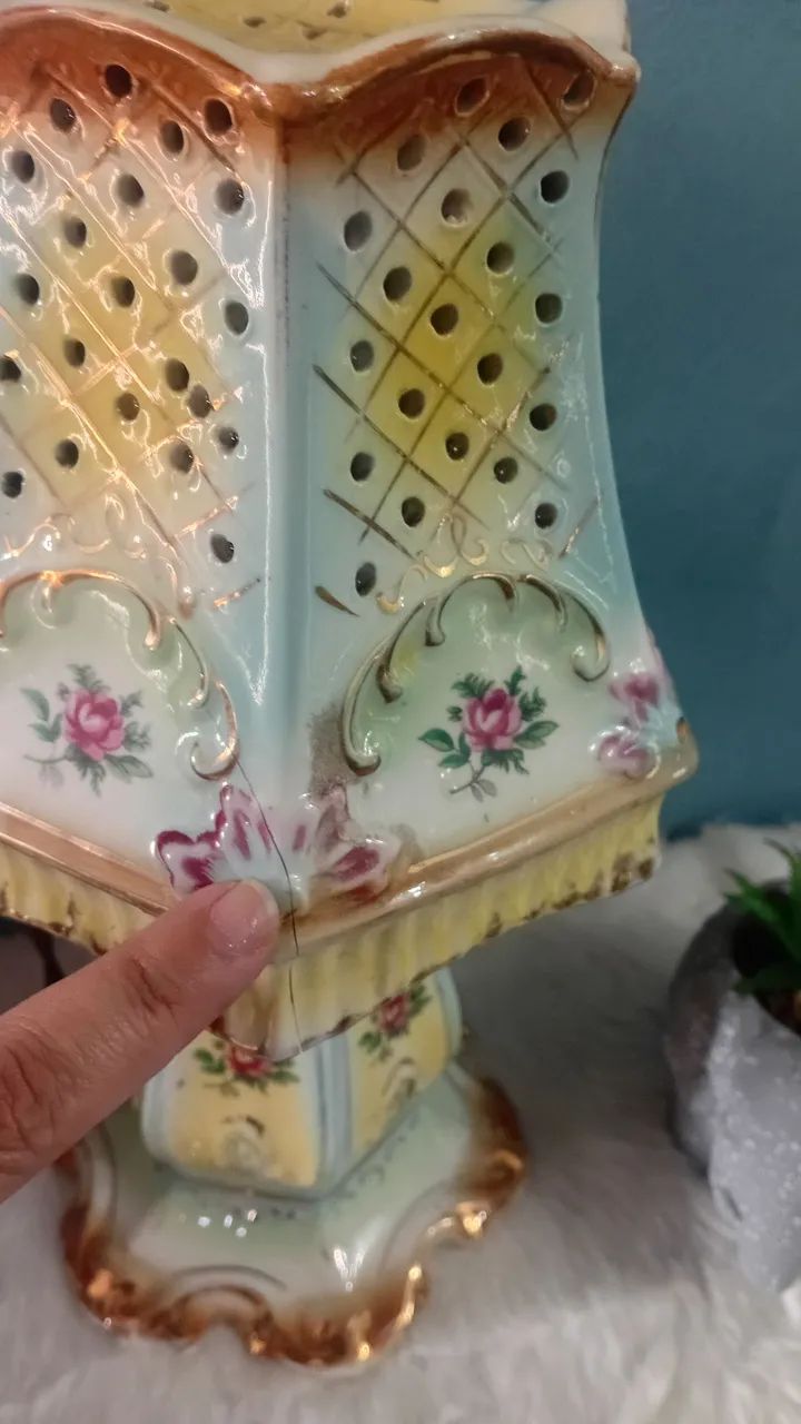 Abajur ponto de luz década de 40  em porcelana esmaltada - Foto 6