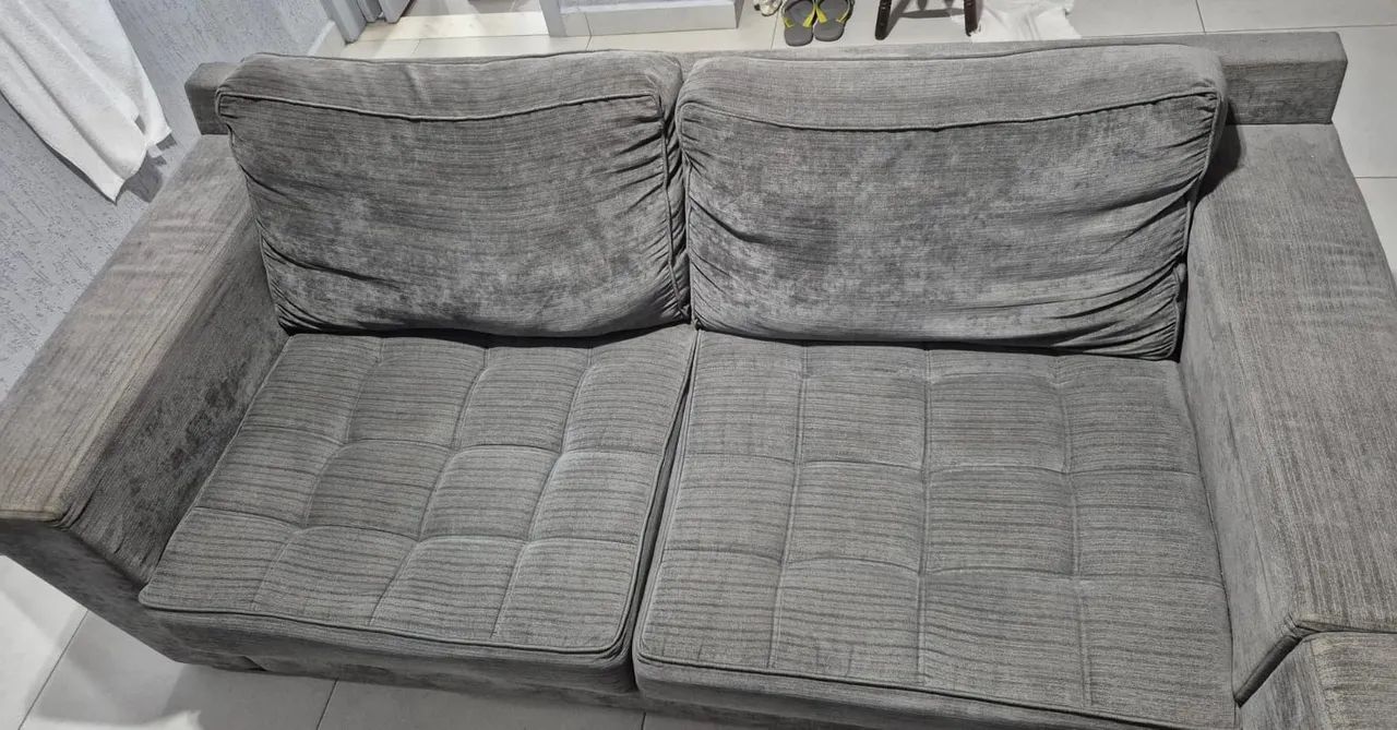 2 Sofás Chenille cinza 2 lugares 1,80 e 2 m