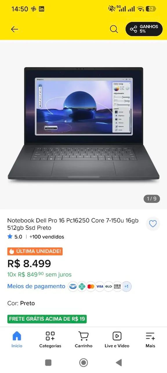 Notebook Dell Pro 16