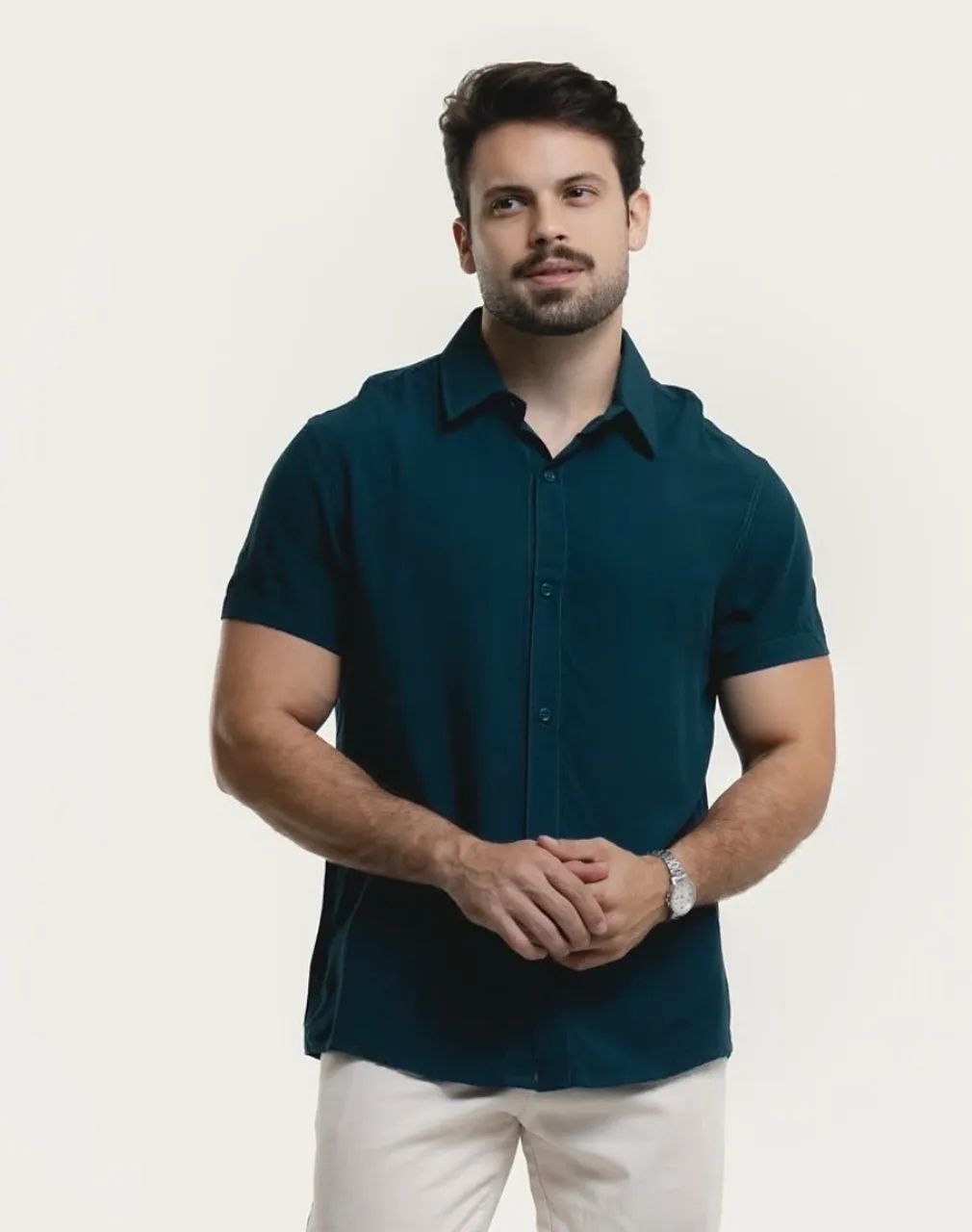 Camisa linho de botão masculina  - Foto 4