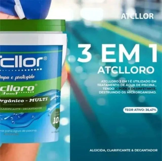 PROMOÇÃO - Limpa Piscina Atclloro 3 em 1 Multiação e Dicloro e Aglicida Atcllor - Foto 6