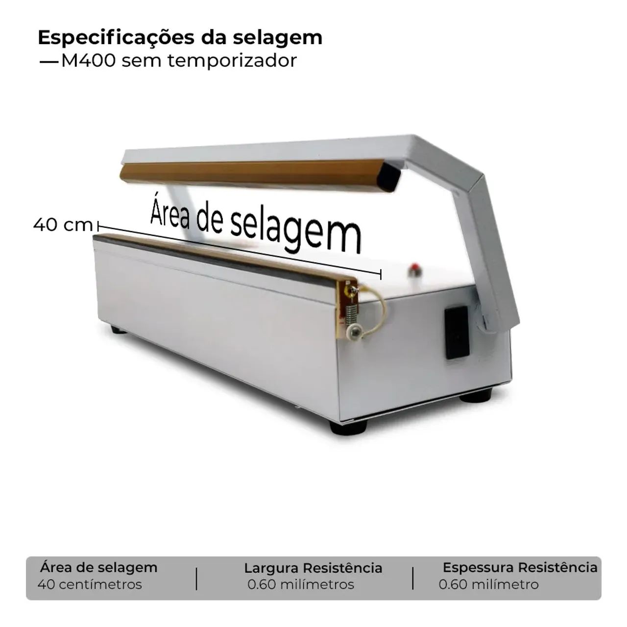Seladora Manual Isamaq 40cm Sela e Corta Embalagens Plásticas Bivolt