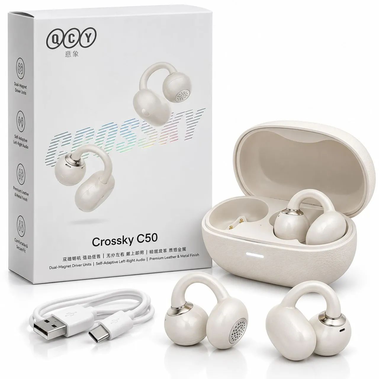 Fone Bluetooth QCY Crossky C50 Open Ear Sem Fio Branco - Foto 2