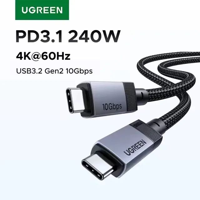 Cabo USB-C x USB-C Ugreen PD 240 W 10 Gbps USB 3.1 100 cm