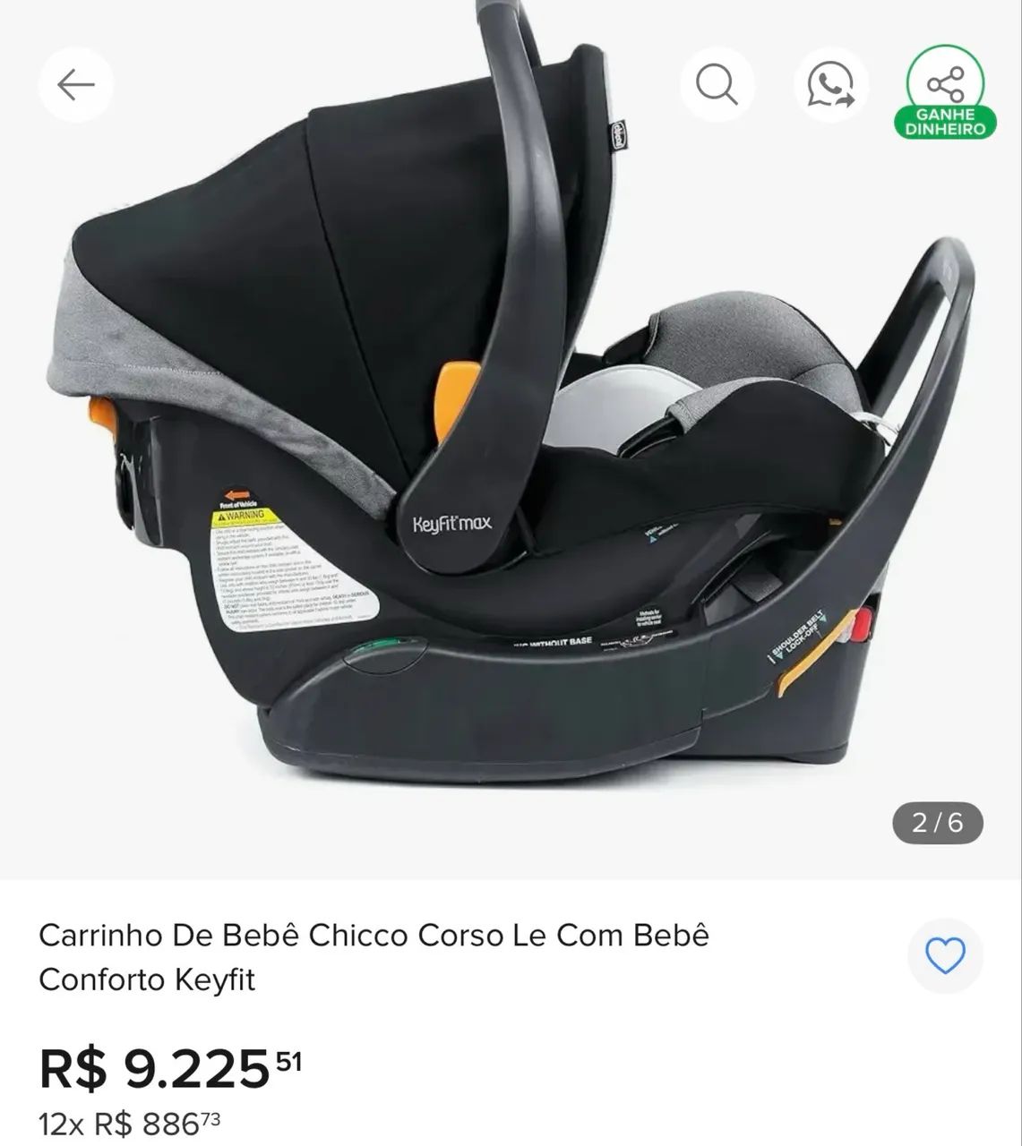 Carrinho de Bebe com Moisés - Chicco Corso LE - Foto 5