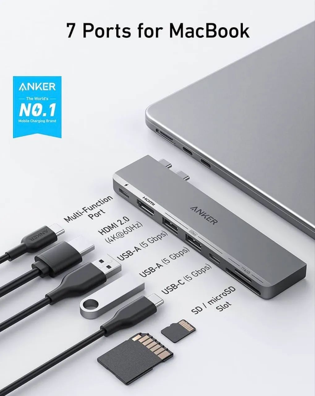 Hub USB-C Anker 7 em 2 para MacBook - Lacrado - Foto 4