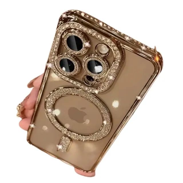 Capa de Alta Qualidade Para iPhone Com Diamante Com MagSafe - Foto 2