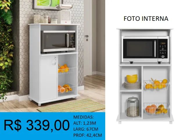fruteira/balcão com espaço para microondas - a pronta entrega  - Foto 2