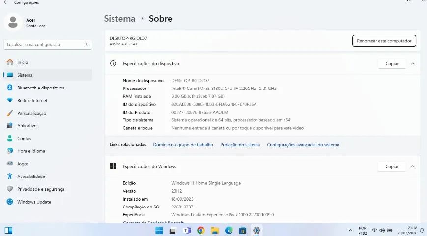 Notebook Acer Aspire A315-54k - Foto 3