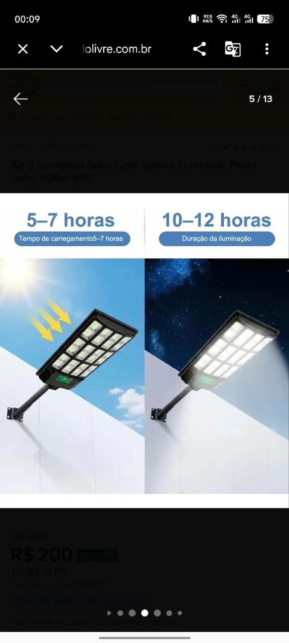 Luminária solar com sensor - Foto 3