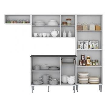 Cozinha Compacta 9 Portas Multimóveis Branco Preto - Foto 6