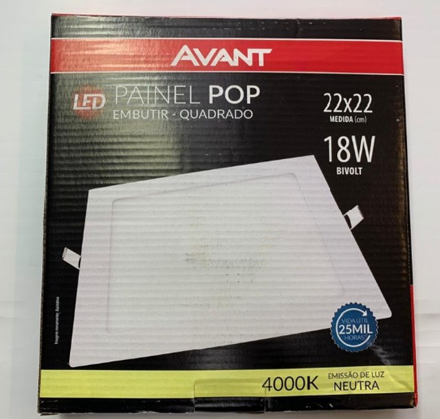 Plafon Led Embutir 18w 4000k Quadrado