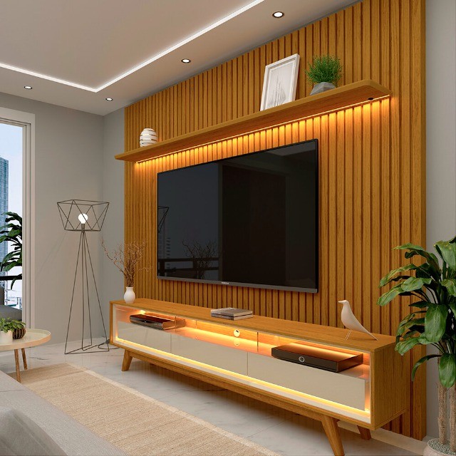 Painel Nobre Ripado + Rack TVs até 85 - Foto 3