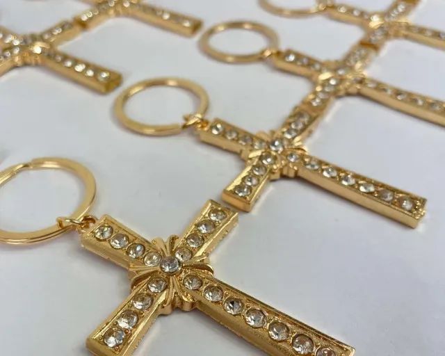 Chaveiro Dourado Cruz com Strass  - Foto 2
