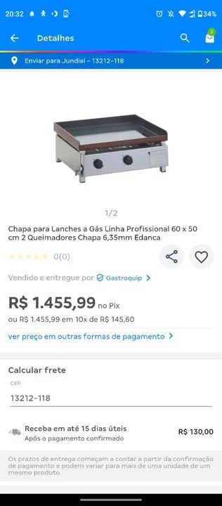 Chapa para lanches marca ' EDANCA ' . R$ 600,00