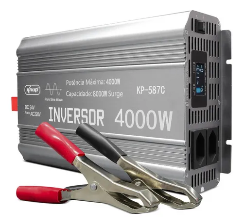 Inversor de tensão 4000W 24V 220V onda senoidal pura Knup KP-587C