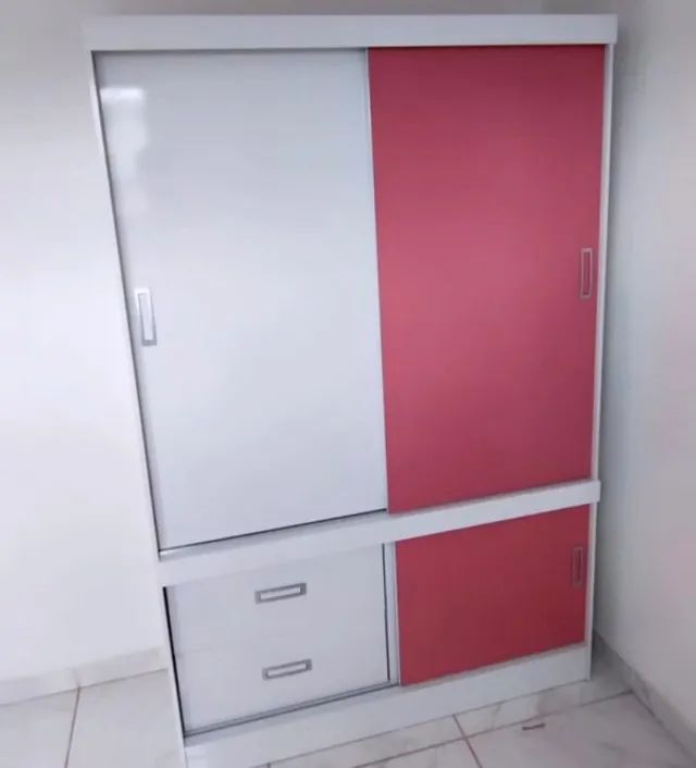 Guarda Roupa Solteiro 2 Portas Rosa