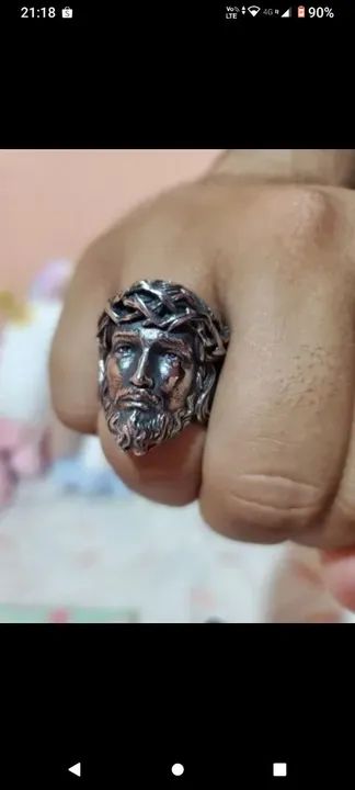 Anel Jesus Cristo de aço 