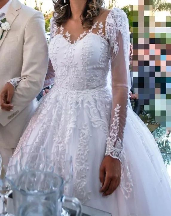 Vestido de Noiva Bordado com Pérolas - Foto 5