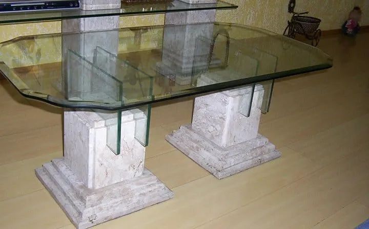 Estante em mármore Travertino com prateleiras em vidro, mesa lateral e mesa centro  - Foto 4