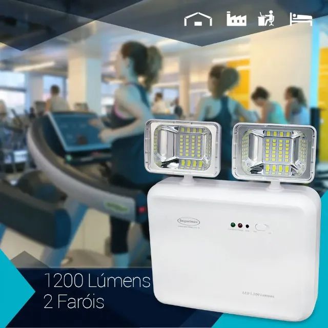 Iluminação De Emergência Segurimax Led 1200 2 Farois - Foto 6