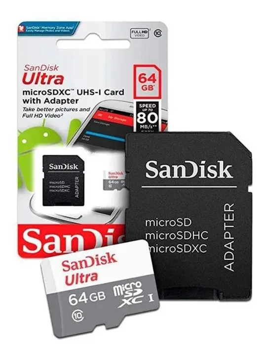 CARTÃO MICRO SD 64GB SANDISK ULTRA CLASSI 10
