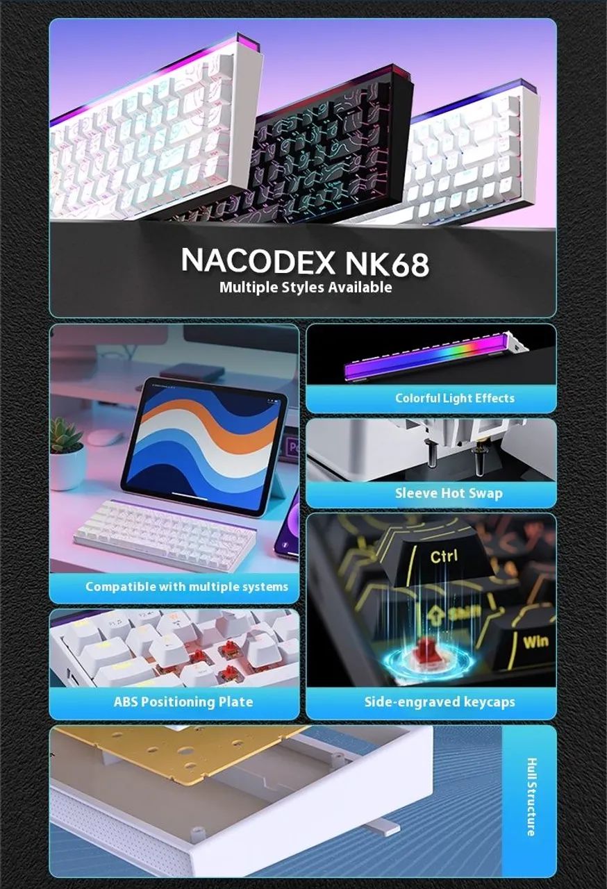 Teclado mecânico Ajazz NK68 RGB Switch red - NOVO - Foto 3